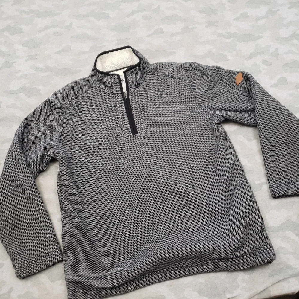 Orvis‎ Sweater Mens Medium Gray Heavy Pockets Outdoors Travel Workwear